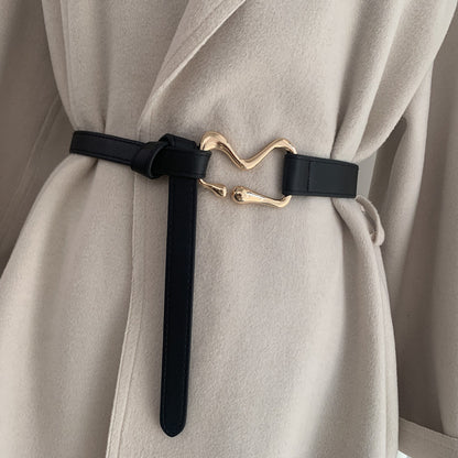 Ceinture Fine avec Nœud sur Manteau ou Costume