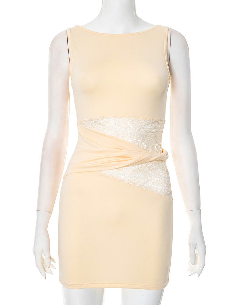Robe Femme Ajustée Type Fourreau Sans Manches à Col Roulé
