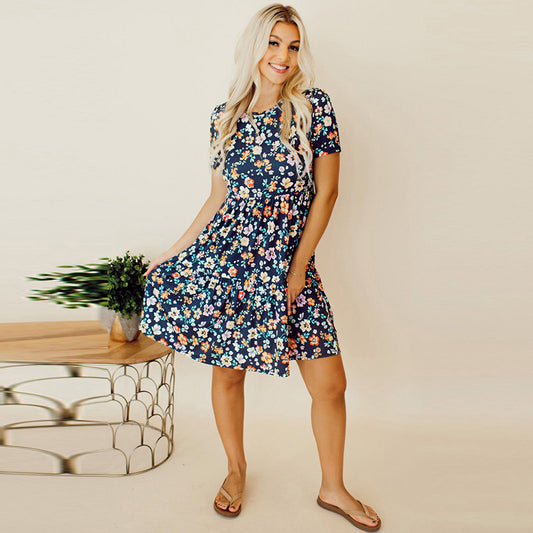 Robe Femme Évasée avec Ceinture à la Taille