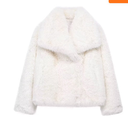 Manteau d'hiver épaissi en peluche à col revers, style décontracté.